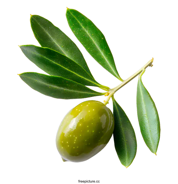 [Transparent Background PNG]Olive branch with green olives
