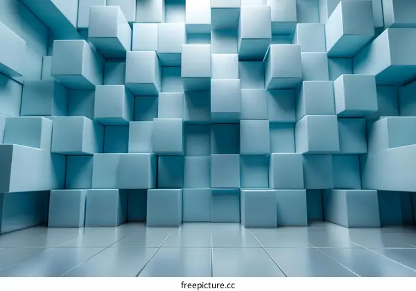 Blue Geometric Background with Intricate Wall Patterns