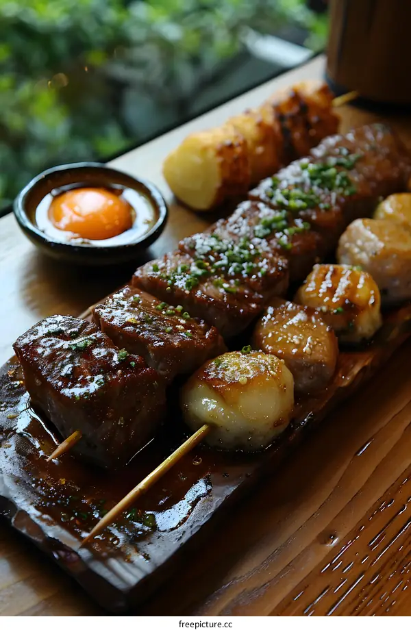 A plate of grilled meat and vegetables