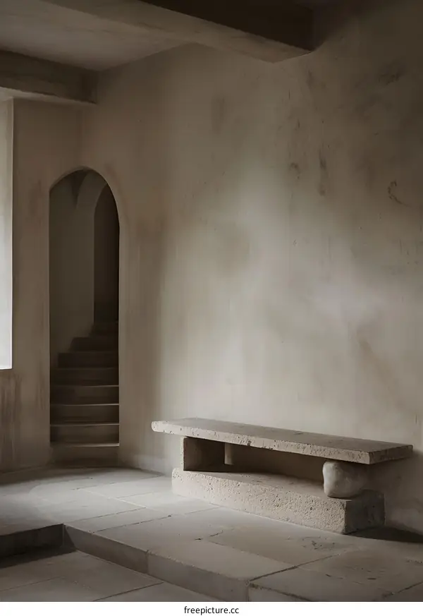 Stone Bench and Stairs in Minimalist Interior Design