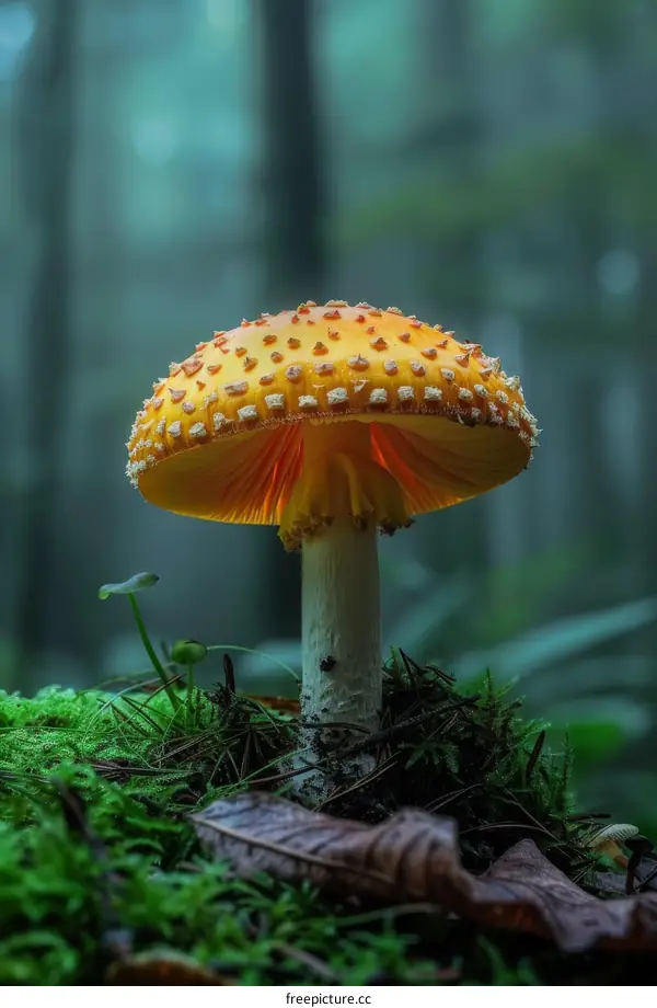 Close-up of an Amanita Muscaria Mushroom in the Forest