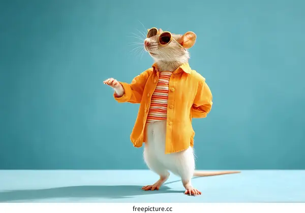 Fashionable Rat in Orange Outfit