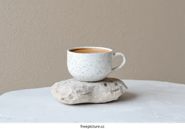 Simple White Coffee Mug on Stone