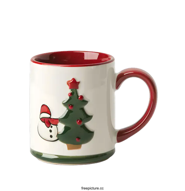 [Transparent Background PNG]Christmas Snowman and Tree Ceramic Mug