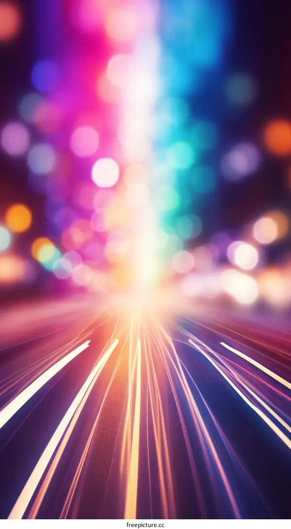 City lights at night with a blurred background