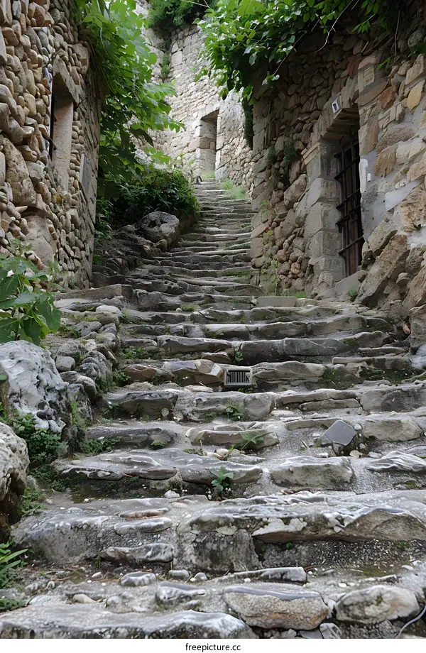 Stone steps in a narrow alley