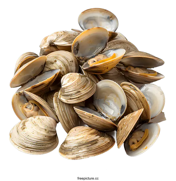 [Transparent Background PNG]Fresh Clams on White Background