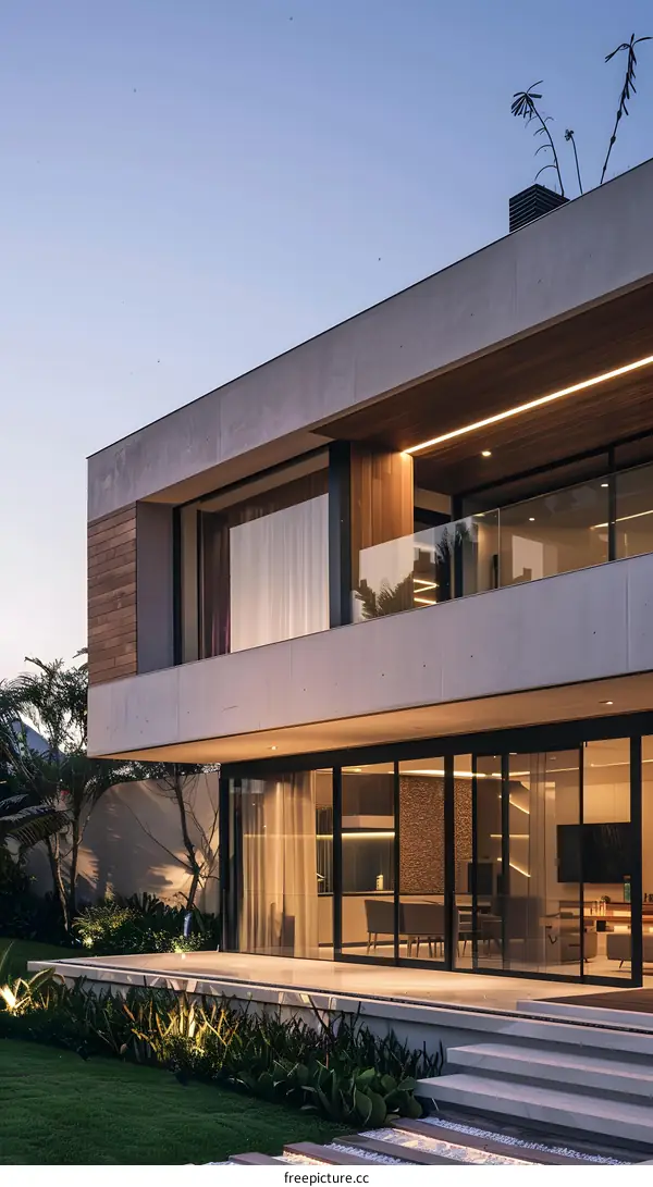 Modern Concrete Home with Glass Doors and Outdoor Patio