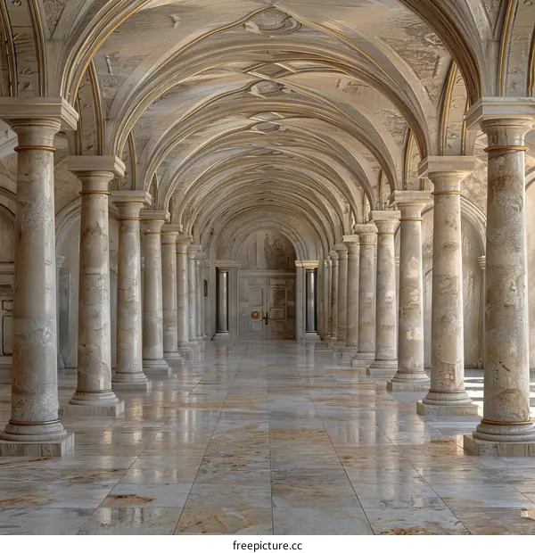 Marble corridor with columns