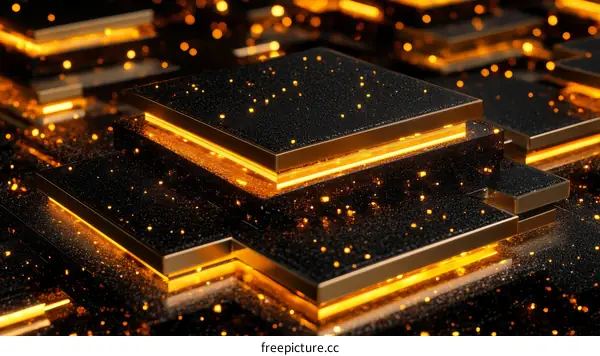 Abstract Geometric Black and Gold Design