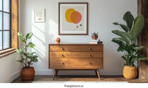 Modern Living Room Decor with Mid-Century Chest