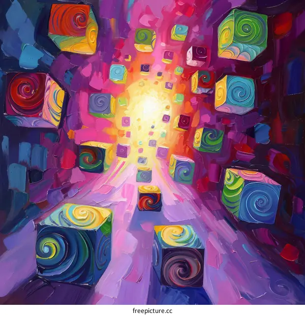 Colorful 3D Cubes Floating in Space