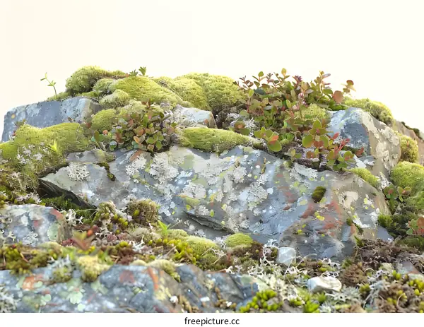Close Up Of Green Moss Growing On Rocks