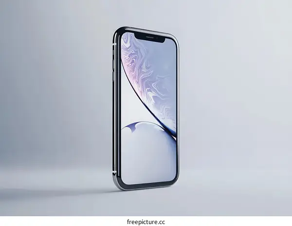 Silver Smartphone with Abstract Wallpaper