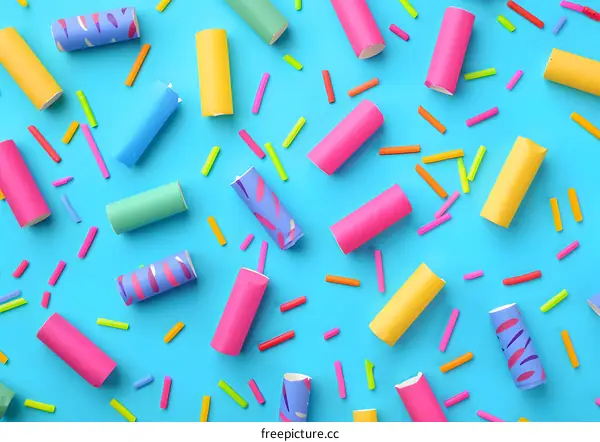 Colorful Paper Roll and Sticks Background