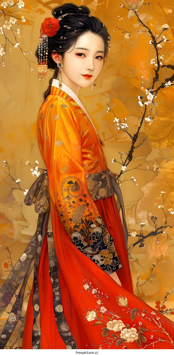 Portrait of a young woman in traditional Chinese clothing