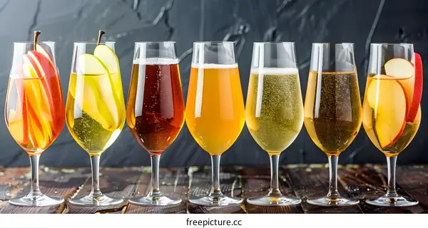 Assortment of Apple Cider in Glasses