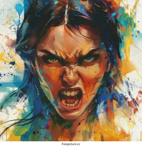 portrait of a screaming woman