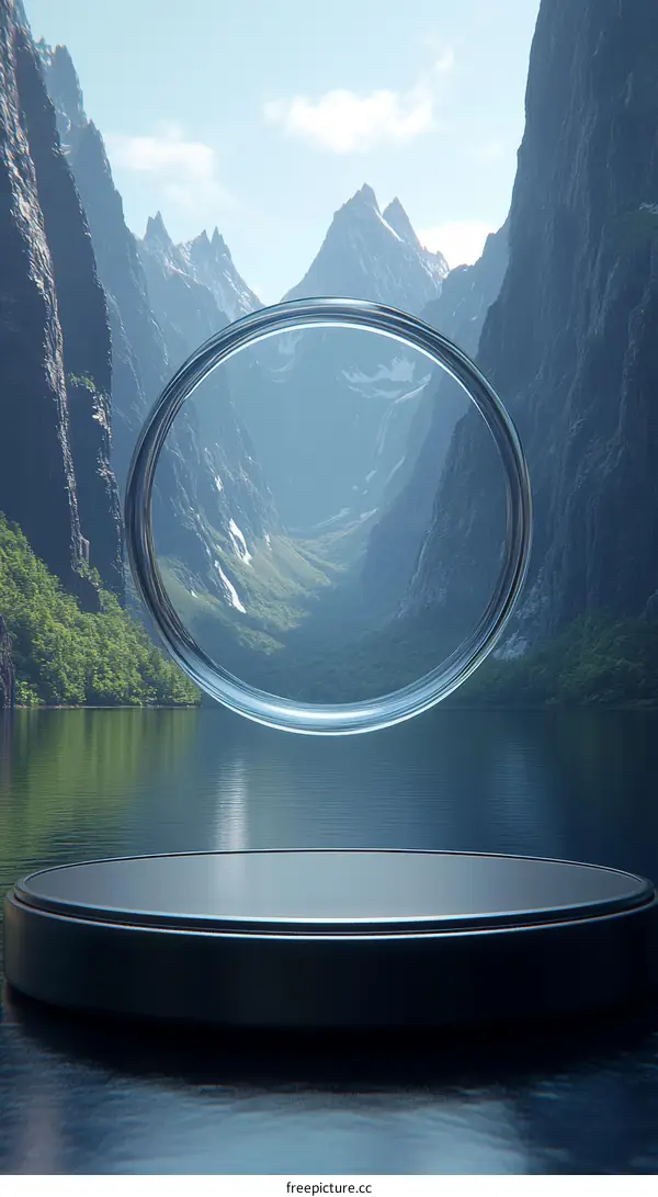 Floating Circle in Mountainous Landscape