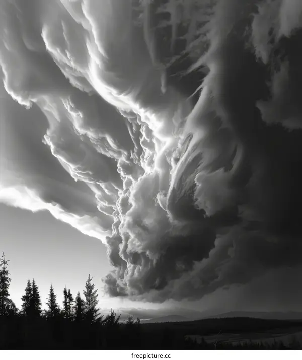 Dramatic Black and White Photo of a Storm Cloud