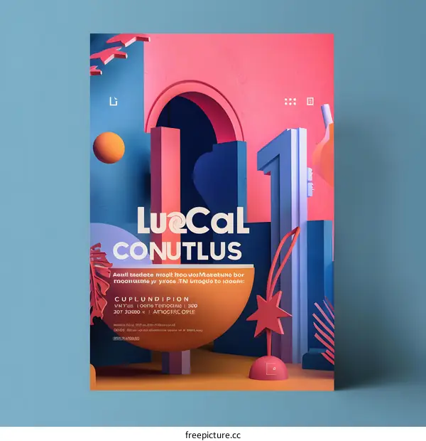 Abstract 3D Geometric Shapes Background with Text