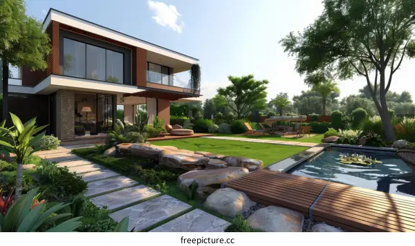 Modern Residential Buildings Nestled Amidst a Picturesque Landscape