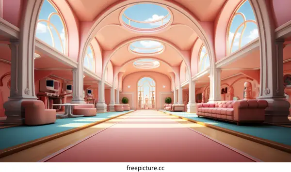 Pink Surreal Retro Futuristic Interior Design