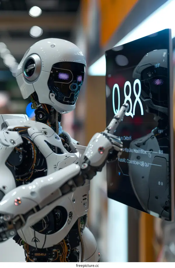 Humanoid Robot Interacts with a Digital Screen