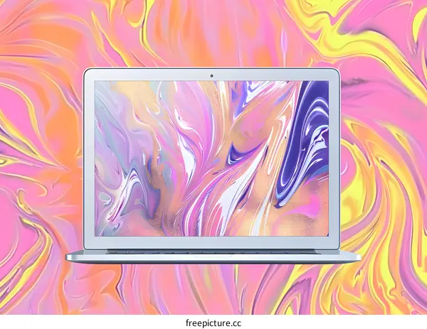 Abstract Marble Background with Laptop