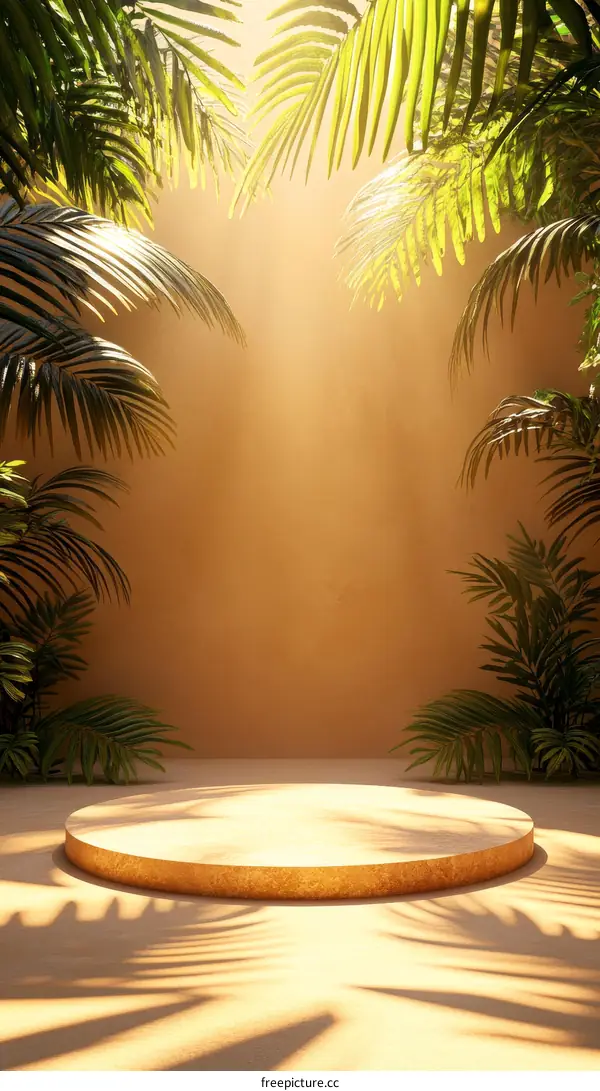 Beige Product Showcase with Tropical Plants