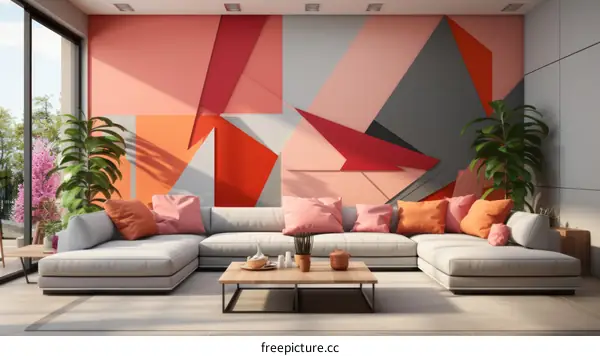 Modern geometric shapes interior design living room