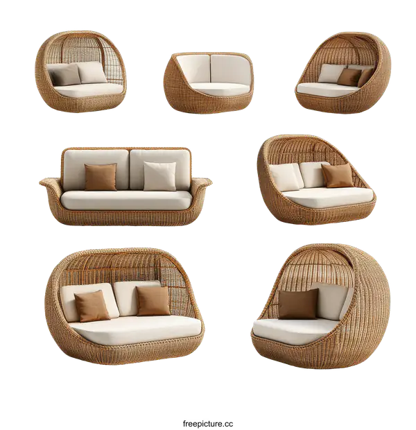 [Transparent Background PNG]Modern Wicker Outdoor Furniture Collection