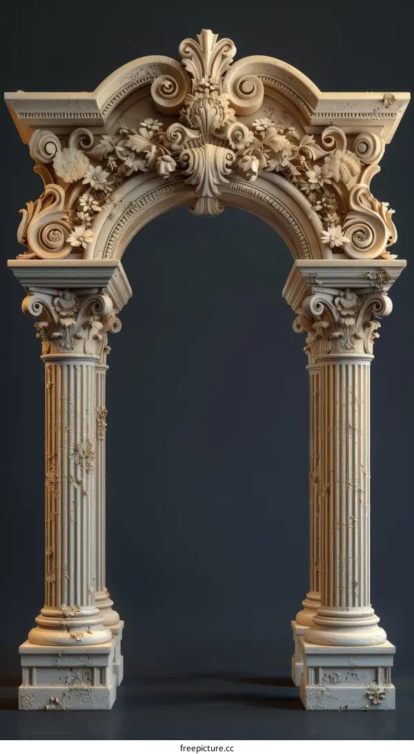 Ornate Stone Archway with Decorative Columns