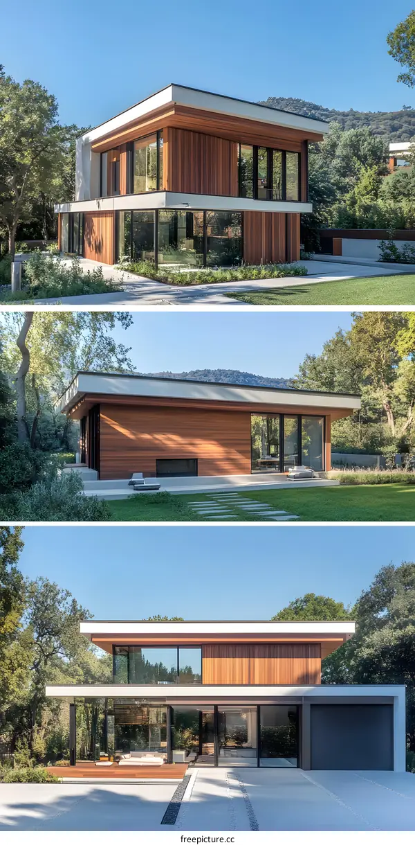 Modern Wooden House With Large Windows