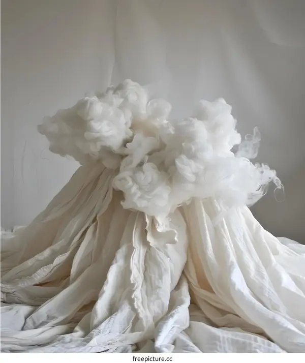 White Fabric Sculpture Installation Art