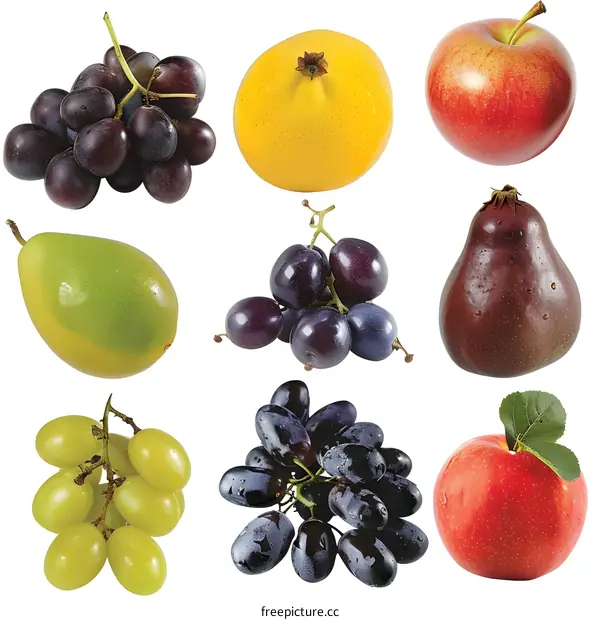 Fresh Fruit Collage Isolated On White Background