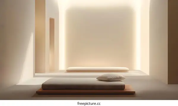 Minimalist White Room Interior Design with Futon and Pillow