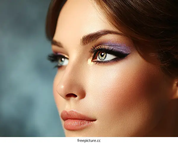 Close-up Portrait of a Woman with Dramatic Makeup
