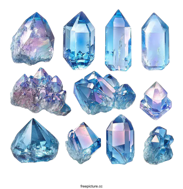 [Transparent Background PNG]Collection of Blue and Purple Crystals