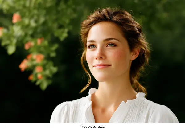 Outdoor Portrait of a Woman in a White Blouse