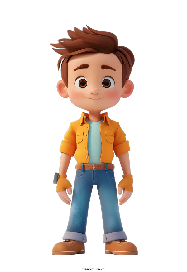 [Transparent Background PNG]Smiling Cartoon Boy in Casual Outfit