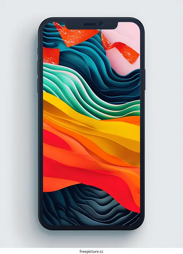 Abstract Colorful Waves Phone Mockup