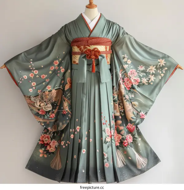 A woman wearing a kimono with floral patterns