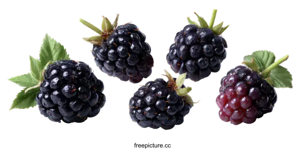 [Transparent Background PNG]Fresh Blackberries and Mixed Berries Isolated on White Background