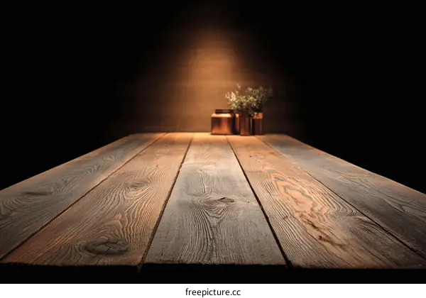 Rustic Wooden Table Top with Dark Background