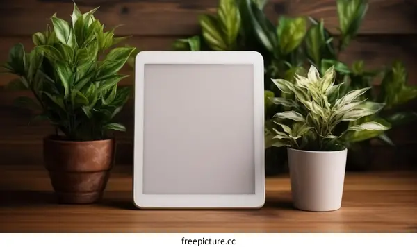 Modern Blank Picture Frame Mockup with Indoor Plants