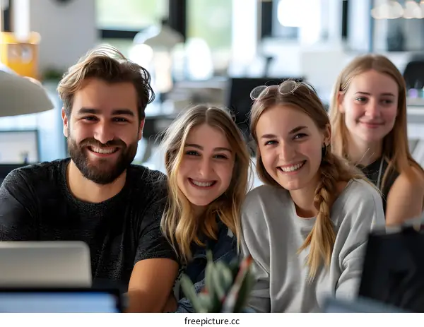 portrait of a group of young professionals smiling