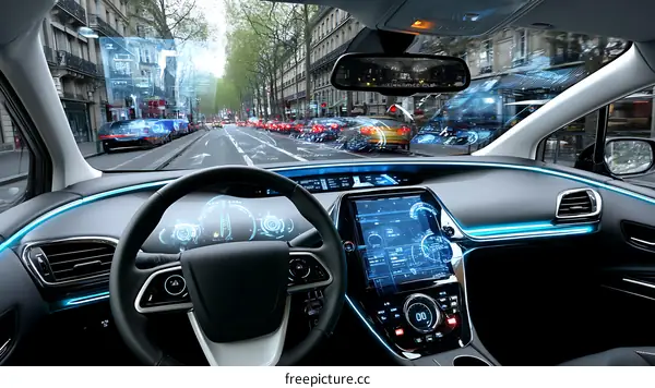 Modern Autonomous Driving Car Dashboard