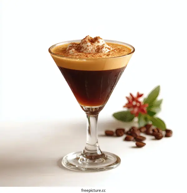 Delicious Espresso Coffee Drink in Martini Glass