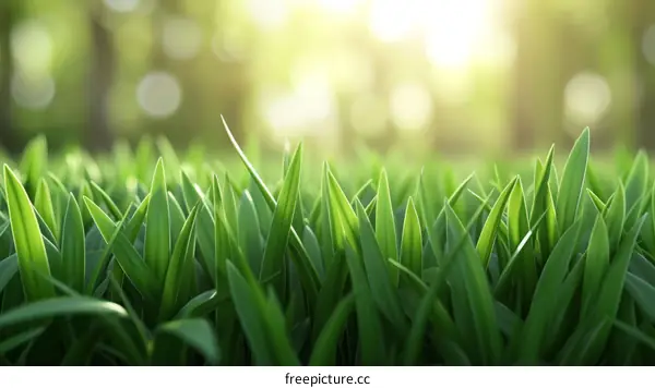 Close-up of green grass field with blurred background